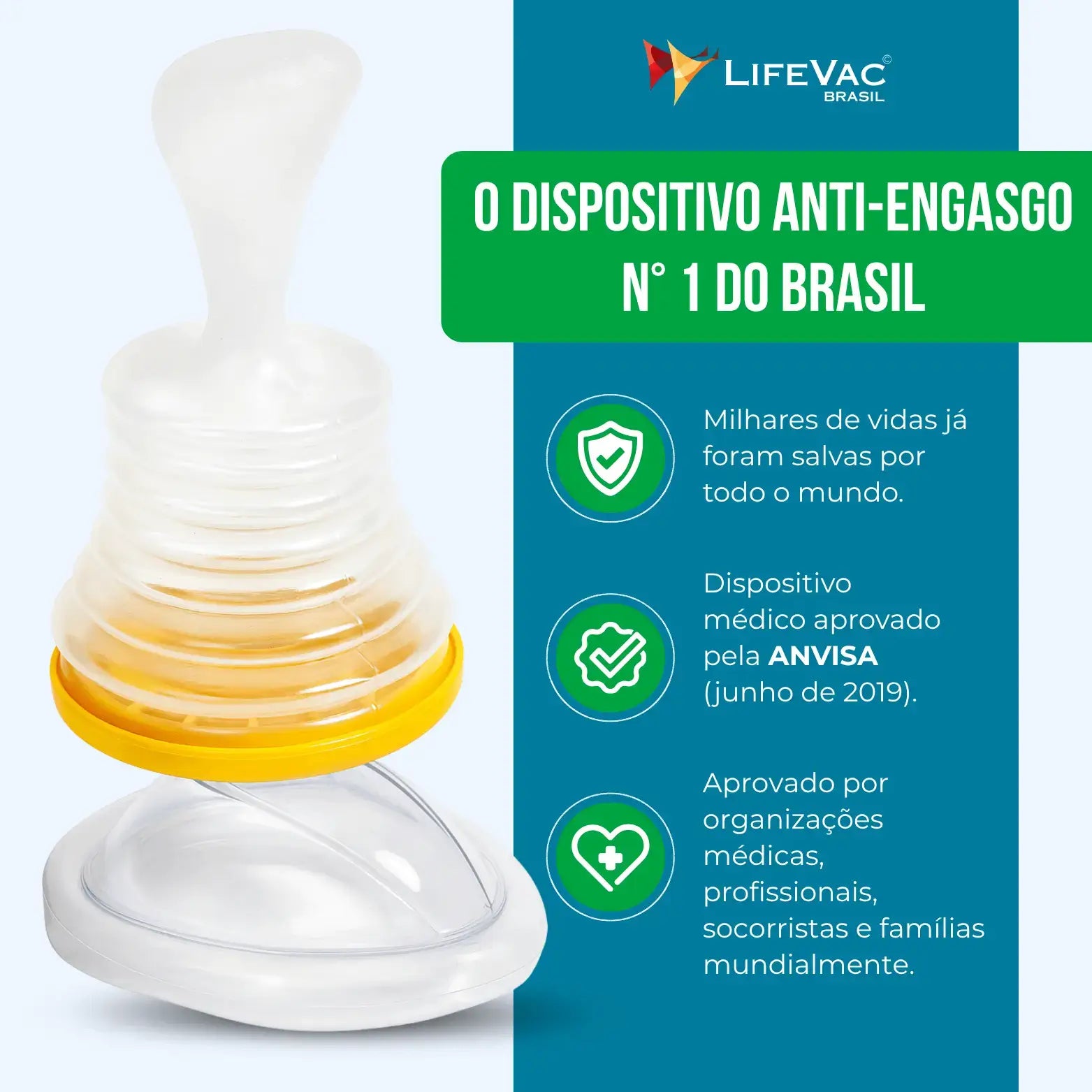Desengasgador LifeVac (4x Máscaras: Infantil/Adulto)