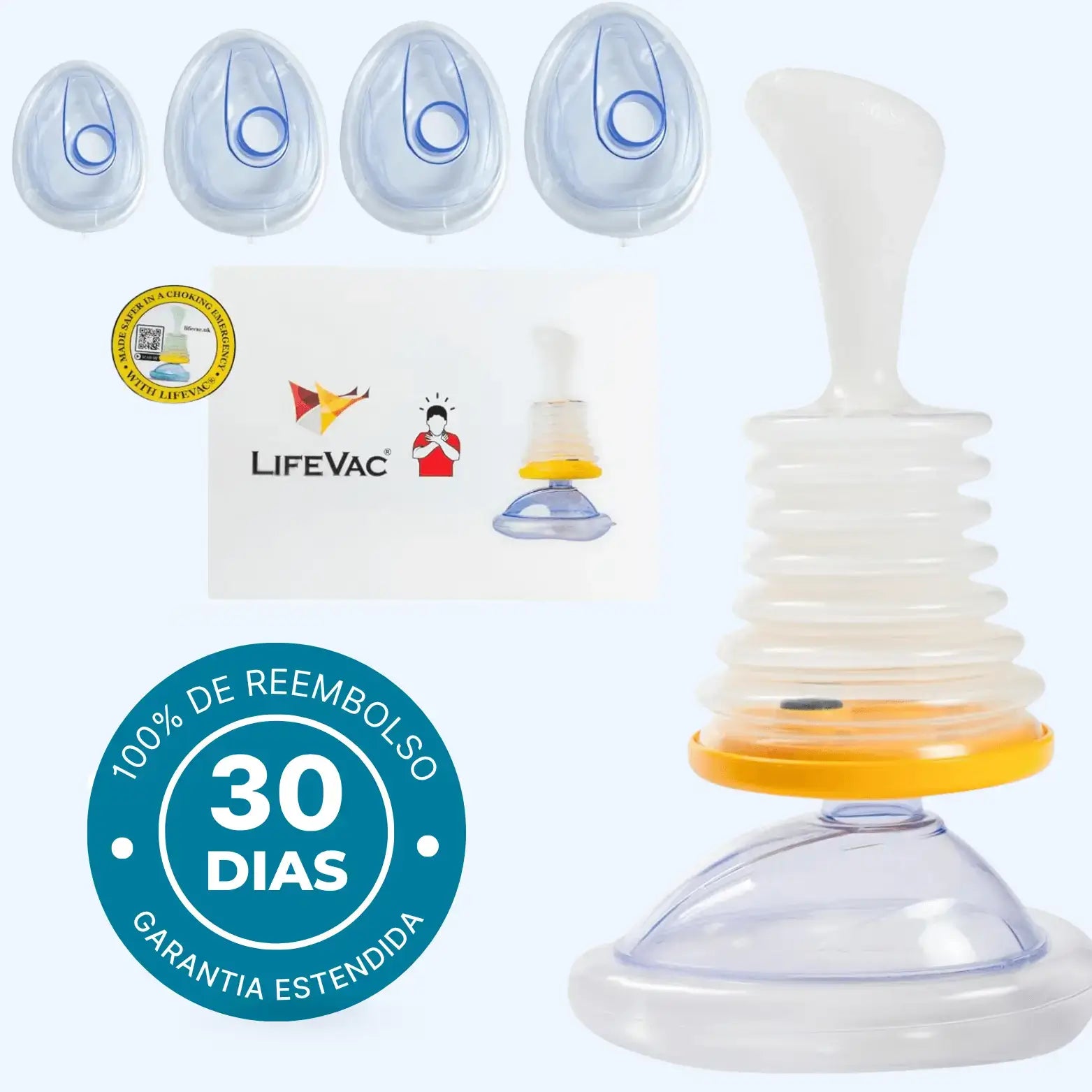 Desengasgador LifeVac (4x Máscaras: Infantil/Adulto)